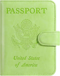 Passport Holder Cover Wallet RFID Blocking Leather Card Case Travel Accessories for Women Men (Apple green)