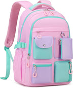 Kids Backpack, Backpack for Girls for Elementary School Multiple Pockets Ages 6-10(Pink)