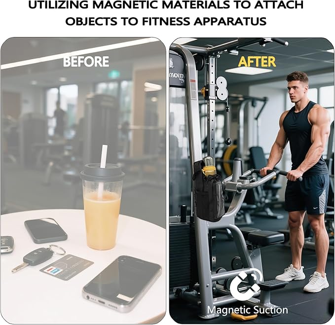 Magnetic Gym Bag for Men & Women - Adjustable Strap，Small Gym Bag，Magnetic Large Water Bottle Holder - Ideal for Fitness, Travel & Sports