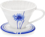 BLUE BREW Ceramic Pour Over Coffee Dripper, Size 01 Cone Coffee Maker (1-2 Cups), Manual Brew Maker, Dishwasher Safe, Portable Slow Brewing Accessories for Home, Travel, Camping, and Office (BB1001)