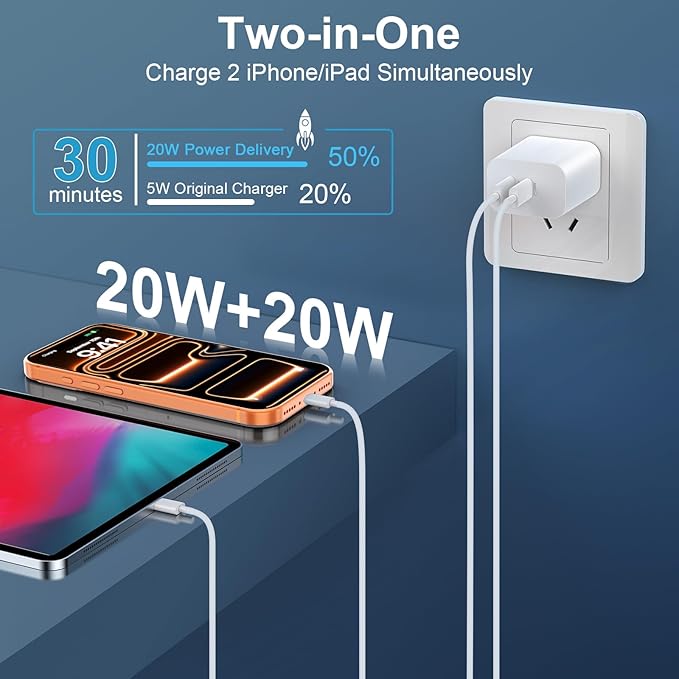 USB C Charger Block for Phone 17 16 15 Pro Max,20W Type C Charger with 12FT Long USB C to C Fast Charging Cord Cable Compatible for 17 16 15 Pro Max/17 16 15 Pro/15 Plus/15/Android Phone
