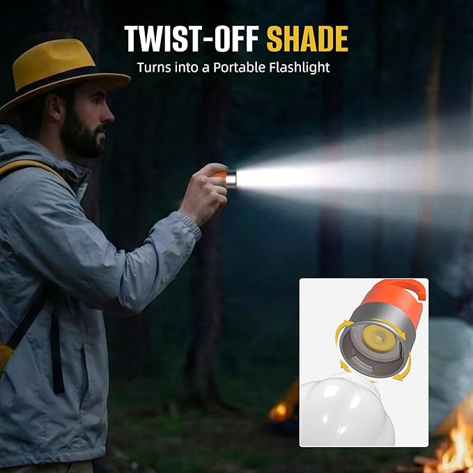 3-Pack Rechargeable LED Camping Lanterns, Mini Tent Light with 10 Modes & Hanging Clip, IPX5 Waterproof Small Outdoor Ambient Lighting for Hiking, Emergency, Fishing (Mixed Colors