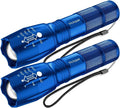 Victoper LED Flashlight 2 Pack Blue, Bright High Lumens Tactical Flashlights High Lumens with 5 Modes, Waterproof Zoomable Flash Light for Outdoor, Gifts for Father's Day Camping Essentials Gear