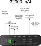 PD 100W USB-C Power Bank, 32000mAh Portable Laptop Charger [PD 3.0 100W & 65W Dual Type-C Ports + QC 3.0 Four Ports] for MacBook, Dell, HP, iPhone, Samsung, Switch and More