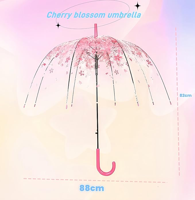 Clear Bubble Umbrella - Automatic Opening Clear Dome Umbrella with the Stylish J-Shaped Handle for Men and Women, Wedding, Outings and Large Group Gatherings, Graduations, Proms, or Daily City Walks