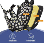 Pawaboo Pet Carrier Backpack, Adjustable Pet Front Cat Dog Carrier Backpack Travel Bag, Legs Out, Easy-Fit for Traveling Hiking Camping for Small Medium Dogs Cats Puppies, Extra Large, Black Daisy