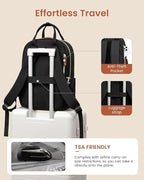 LOVEVOOK Laptop Backpack Women with Giant Tumbler Holder,18 inch Waterproof Work Travel Backpack Computer Laptop Bag,Cute College Nurse Teacher Backpack Purse,Gifts for Women & Men,Beige-Black-Brown
