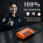 ANVIL TSA Approved Luggage Locks with Search Alert Indicator, 4-Digit Combination Suitcase Lock, Advanced TSA008 Core Heavy Duty Anti-Theft Travel Lock for Double Zippers, Backpacks (4, Orange)