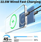3-in-1 5000mAh for Magsafe Power Bank Thin Slim 22.5W Fast Charging Type C Magnetic Battery Pack Powerbank for Travel, Mini Wireless Portable Charger for iPhone 17 16 15 14 13 Watch Android Matte Blue