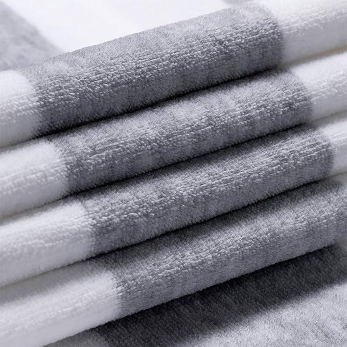 HENBAY Cotton Oversized Beach Towel - Large 70 x 35 Inch Pool Towel, Grey Striped Quick Dry Swimming Cabana Towel