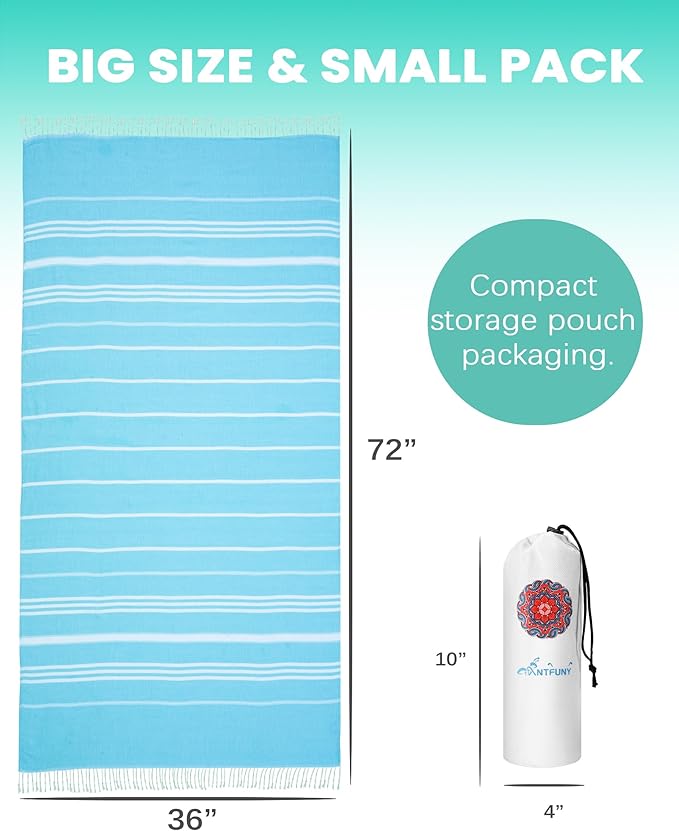 Antfuny Table Runner Boho Rustic, Turkish Beach Towel, Quick Dry, Sand Free, Extra Large Bath Towel, Lightweight for Adult Pool, Beach, Travel, Sandproof, Cute Compact Men Women Birthday Gifts