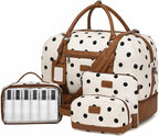 Wogarl 4PCS Weekender Bags for Women Large Overnight Weekend Travel Duffel Carry on Shoulder with Shoe Compartment Canvas Toiletry Bag for Travel Business Gym