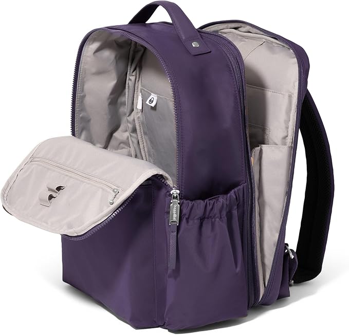 Baggallini Tribeca Expandable Laptop Backpack - 15"x11" Lightweight RFID Computer Bag for Work & Travel with Luggage Sleeve