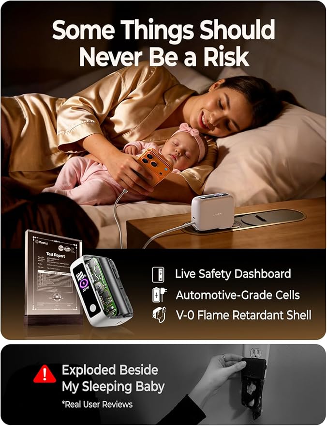 LISEN [Practical＆Lazy Design] 3 in 1 Travel Essentials Power Bank，7000mAh 35W Fast Charging with Wall Plug and Build-in Cable for iPhone 17 16 15 Pro Max Plus,Samsung Galaxy,iPad,Android，Pearl White