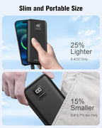 AsperX 2-Pack 10000mAh Portable Charger with Built-in Cables, USB C Travel Essential Battery Pack with 4 Outputs 2 Inputs,LED Display Power Bank with Cord Wires for iPhone Samsung Google Pixel iPad