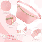 Amylove 9 Pieces Fanny Packs Nylon Waist Bag Zipper Travel Running Bag with Adjustable Strap for Women Men(Nylon,Pink)