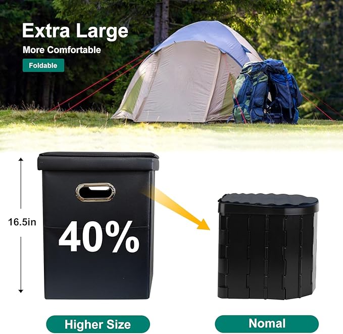 Ann Katy Upgrade XL Portable Toilet for Adults, Extra Large Portable Travel Floding Toilet, Camping Tall Toilets with Lid for Adults and Kids Compact Potty for Car,Hiking,Beach and Camping