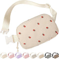 Vankor Large Corduroy Cute Fanny Packs for Women Cross Body, Everywhere Belt Bag for Women Crossbody Stylish Waist Pack Purse for Travel, Hiking, Workout, Running, Beige Corduroy Strawberry