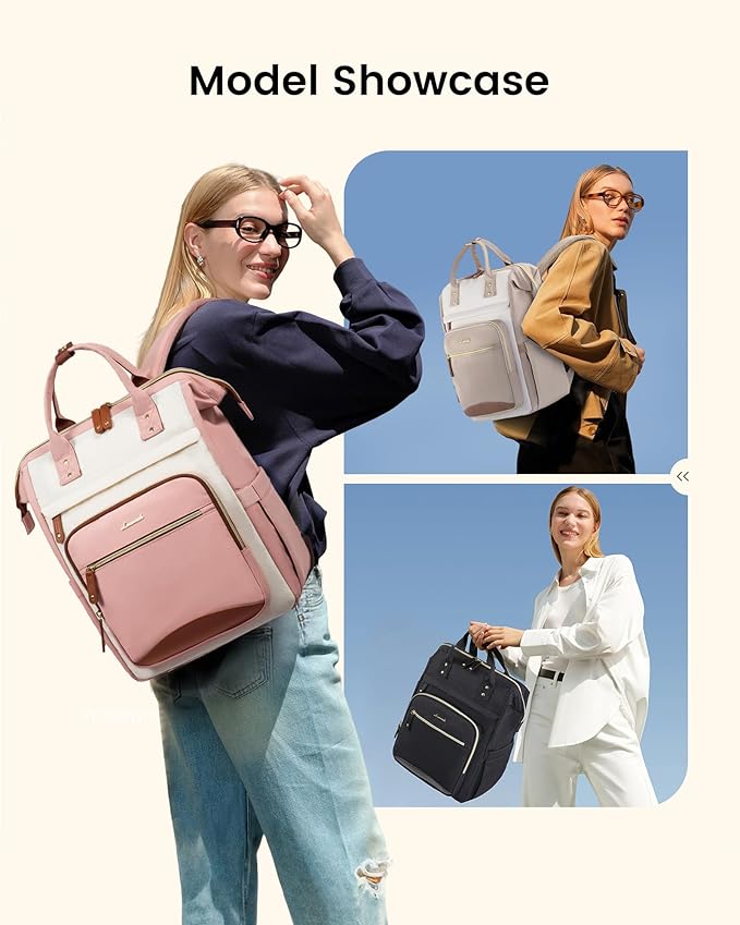 LOVEVOOK Laptop Backpack for Women Work Bag with Large Capacity Cup Side Pocket, 15.6 Inch Waterproof Computer Backpacks (Pink, 15.6INCH)