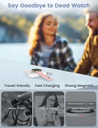 RORRY CharmGo Portable Charger for Apple Watch, 2500mAh Fast Charging for iWatch Charger, Travel Essentials Gifts with Built-in USB C Cable for Apple Watch Series 11 10 9 8 7 Ultra 3 2 SE, Off-White