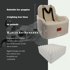 Lealchum Dog Booster Car Seat,Ultra Soft Fabric & Filling Memory Foam,Elevated Cushion,3 Straps & Safety Belt Channel,Anti-Slip Base,Fully Detachable and Washable(Beige,Medium)