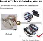 BOYATU Travel Makeup Bag Organizer Cosmetic Bag: 3 Pcs Set Make up Bags for Women with Handle - Waterproof Vegan Leather Toiletry Bags Travel Essentials Pouch with Compartments (A-01-Black)