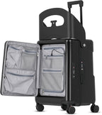 advwin 22" Ride On Luggage with Seat for Kids & Adults, Lightweight Hardside Ride-On Suitcase with Front Opening, TSA Lock, 360° Spinner Wheels, Black