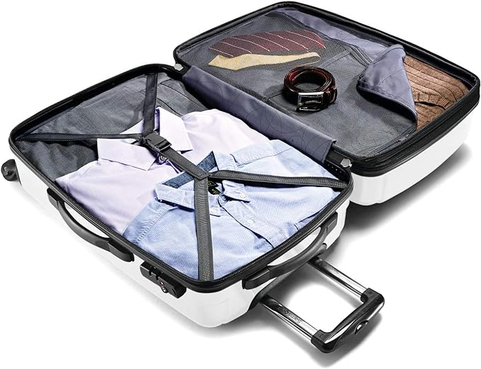 Samsonite Winfield 2 Hardside Expandable Luggage with Spinner Wheels, Checked-Large 28-Inch, Brushed White