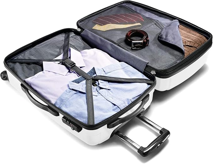 Samsonite Winfield 2 Hardside Expandable Luggage with Spinner Wheels, Checked-Medium 24-Inch, Brushed White