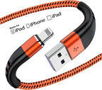 Essri 2Pack for iPhone Charger Cord 10FT, Lighting Cable 10 Feet to USB Charging Cable, Nylon Braided Charging Cord 10 Foot Compatible with iPhone 14 13 12 11 X XS XR 15 Pad -Orange