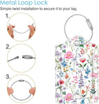 Fintie Luggage Tags, Privacy Cover ID Label with Stainless Steel Loop and Address Card for Travel Bag Suitcase, Polychrome Blooms (2 Piece)