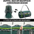 MIER Large Duffel Backpack Sports Gym Bag with Shoe Compartment, Heavy Duty and Water Resistant, Green, 60L
