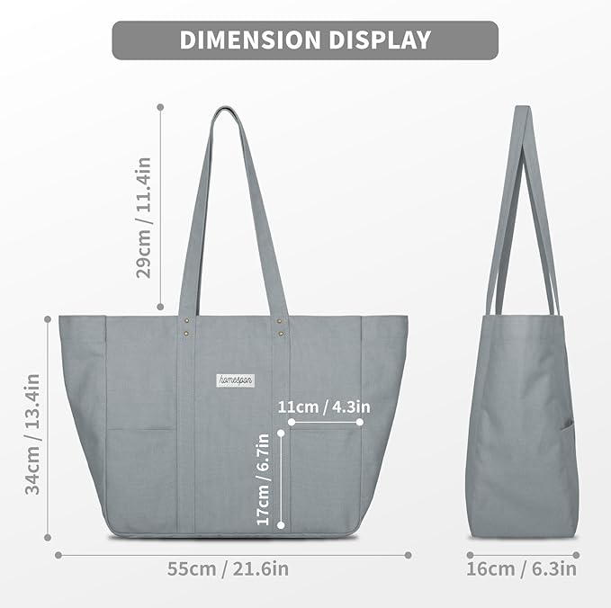 HOMESPON Large Canvas Tote Bag for Women Everything Bag with Pockets and Laptop Sleeve