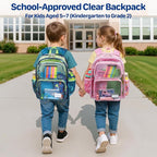 Bagseri Clear Backpack for Boys - 15 Inch Heavy Duty Kids Clear Bookbag for Kindergarten to Grade 2, Transparent School Bag with Reflective Strip, Fits Folders, Green Dinosaur