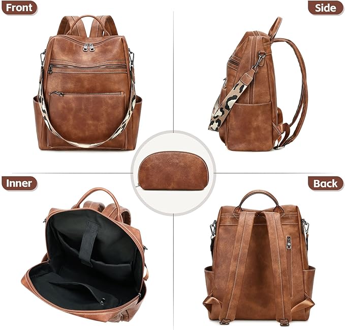 AGLOD Vegan Leather Laptop Backpack for Women 15.6 Inch Work Backpack Purse for Travel College