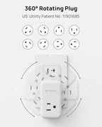 TROND Multi Plug Outlet Extender 2 Pack, 3 Way Outlet Splitter with 360 Rotating Plug, PD 20W USB C Charger Station, Sideways Adapter for Kitchen Bathroom Cruise Ship Travel Essentials