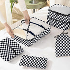 KPX 8 Set Packing Cubes for Travel, Luggage Packing Organizers Accessories Large Toiletries Bag for Clothes Shoes Cosmetics (8Set-Black Checkered)
