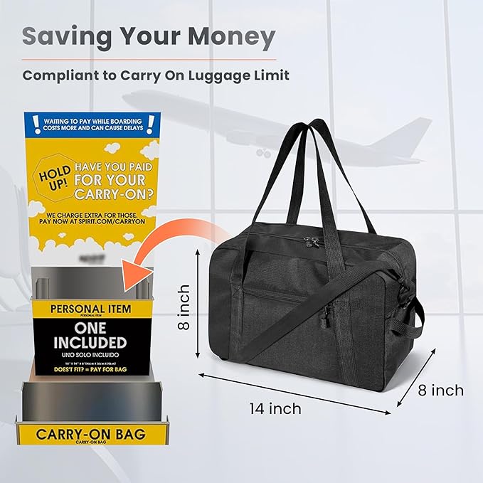Small Gym Bag 14 Inch Duffel Bag for Women & Men,Waterproof Travel Sports Bags,Mini Gym Duffel with Bottle Holder,Foldable Lightweight Carry On Duffle-Black
