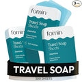 FOMIN - Antibacterial Paper Soap Sheets for Traveling - 300 Jasmine Portable Hand Soap Sheets for Travel in Tin - Dissolvable Mini Portable Travel Soap Sheet for Hand Washing, Camping and Hiking