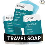 FOMIN - Antibacterial Paper Soap Sheets for Traveling - 300 Jasmine Portable Hand Soap Sheets for Travel in Tin - Dissolvable Mini Portable Travel Soap Sheet for Hand Washing, Camping and Hiking