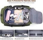 Gym Bag for Men and Women with Shoe & Laptop Compartment, 3-in-1 Sports Travel Duffel Bag Anti-Theft Weekender Carry-on Backpack for Airplane & Workout, Overnight Travel Bag, 35L, Green, Medium