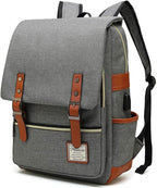 Mancio Slim Vintage Laptop Backpack For women,Men For Travel, College, Dayparks, Fits up to 15.6Inch Notebook in Grey