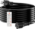15FT NEMA 5-15P to 5-15R/ 5-20R/ 6-15R/ 6-20R AC Adapter, Plugrand 12AWG 15 Amp Household AC Plug to 20 Amp T Blade Adapter Cable, 15A 125V to 20A 250V Extension Cable, 15FT, Black