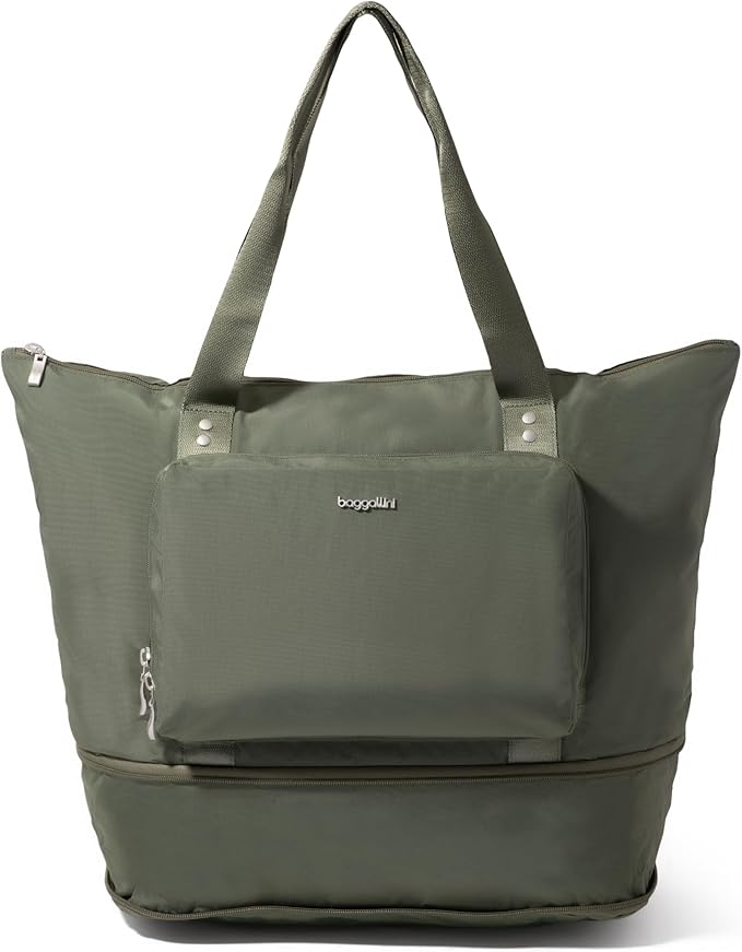 Baggallini Carryall Expandable Lightweight Travel Tote 22" Packable Folding Compact Nylon Washable Weekender w/Luggage Sleeve