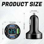 LivTee 4-Port Car Charger, 12-24V Cigarette Lighter Adapter with 3 USB & 1 USB-C Port, Supports QC/PD Fast Charging, Features Digital Display and LED Lights, Fits iPhone, Fits Samsung and More Phones