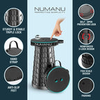 NUMANU 2PK 2026 Upgraded Padded Collapsible Stool, Max 620lb 18" Adjustable Portable Folding Stool for Adults, Retractable Foldable Telescopic Seat Camping Chair or Footrest