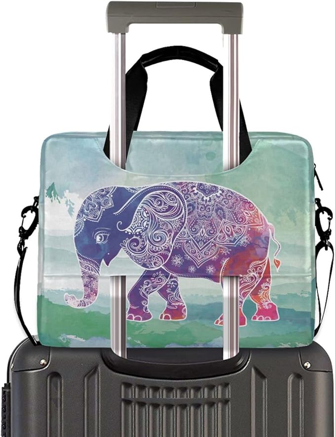 Elephant Art Watercolor Painting Laptop Case, 15.6 inch Laptop Bag, Waterproof Laptop Sleeve, Protective Briefcase for Women Men