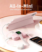 RORRY Flow Portable Charger, 10000mAh 40W Fast Charging Power Bank with Built-in USB C Cable and Foldable Wall Plug, Battery Pack Travel Essentials for iPhone 17/16/15, Apple Watch, iPad, MacBook