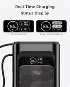 2026 FIFA Licensed 190W 20000mAh Power Bank for Laptop Portable Charger,3-Port USB-C Fast Charging Battery Pack with Built-in Retractable Cables for MacBook,Cell Phones,iPhone,Android,Samsung,Black
