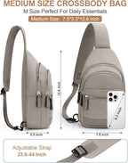 Capolo Sling Bag for Women Men Waterproof Crossbody Bags for Women Trendy Casual Fanny Pack with Convertible Shoulder Strap Chest Bag for Travel Hiking(Grey, Medium)